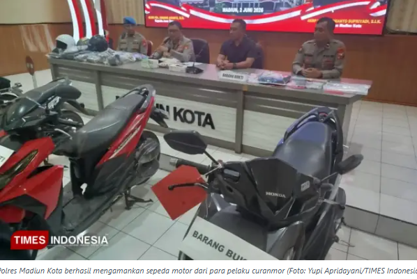Polres Madiun Kota Ringkus Residivis Curanmor, Empat Motor Kembali ke Pemilik