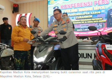 Ungkap Tiga Kasus Curanmor, Polres Madiun Kota Bekuk Empat Residivis