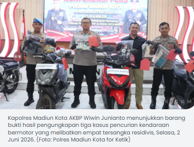Tiga Kasus Curanmor di Madiun Kota Terungkap, Empat Residivis Berhasil Dibekuk Polisi