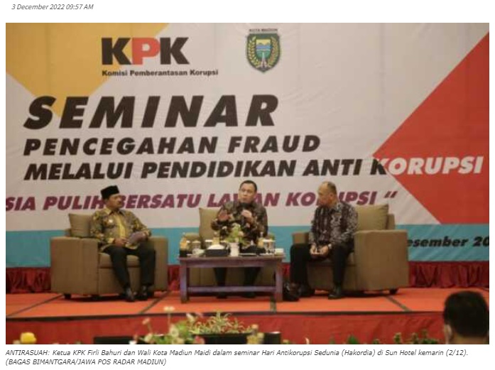 Ketua KPK: Potensi Korupsi di Kota Madiun Cukup Kecil