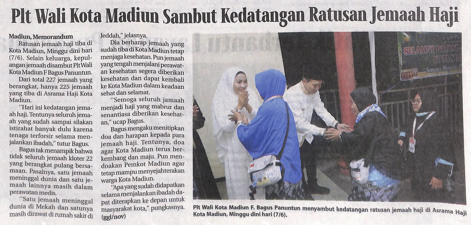 Plt Wali Kota Madiun Sambut Kedatangan Ratusan Jemaah Haji