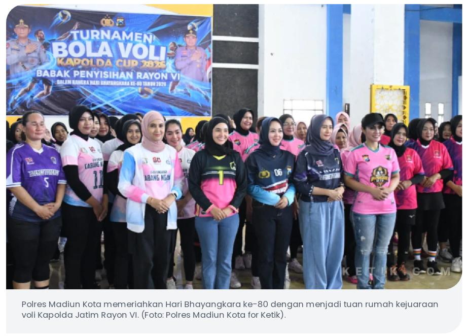 Polres Madiun Kota Tuan Rumah Turnamen Bola Voli Kapolda Jatim Cup 2026 Rayon VI, Tim Bhayangkari Polres Pacitan Lolos ke Babak Berikutnya