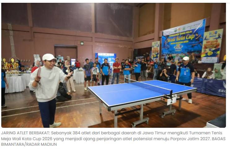 384 Atlet Ramaikan Turnamen Tenis Meja Wali Kota Cup Madiun, Bidik Porprov Jatim 2027