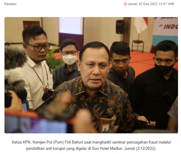 Ketua KPK; Angka Pengangguran di Kota Madiun Jadi PR Walikota