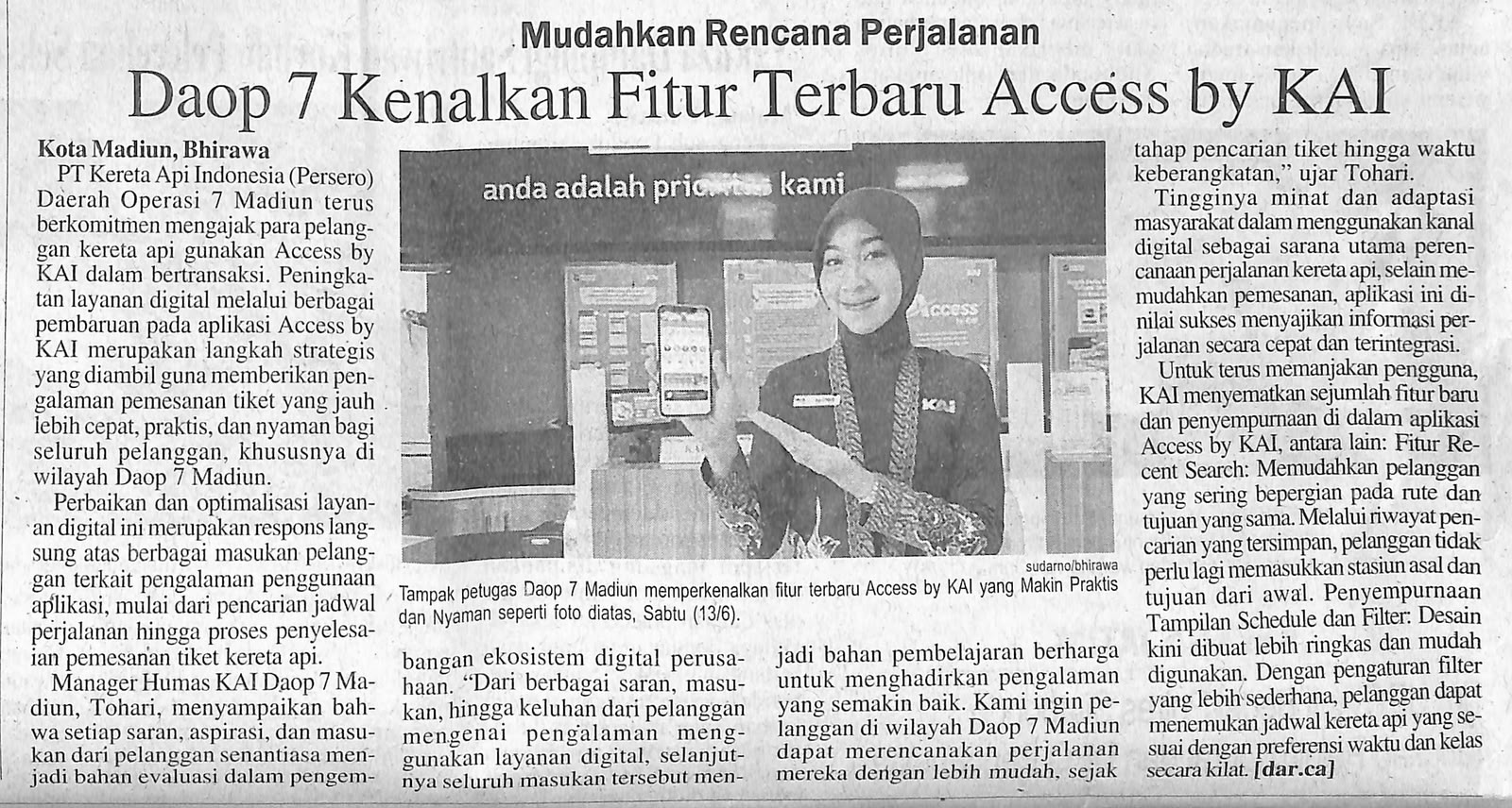 Daop 7 Kenalkan Fitur Tebaru Access by KAI