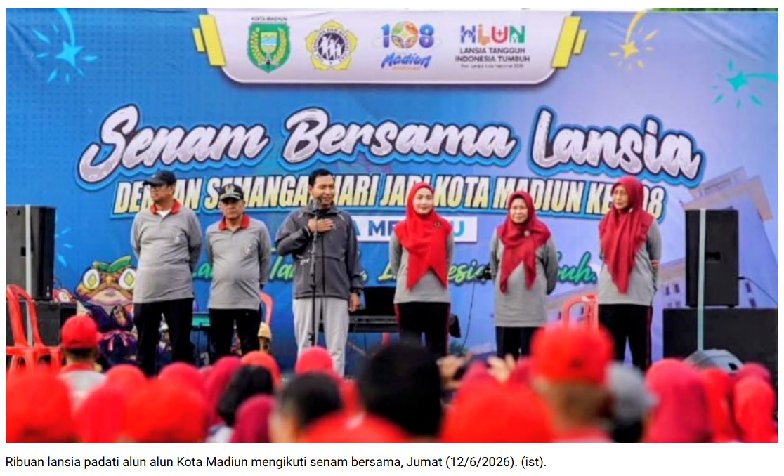 Lansia Semarakkan HUT ke-108 Kota Madiun Lewat Senam Bersama