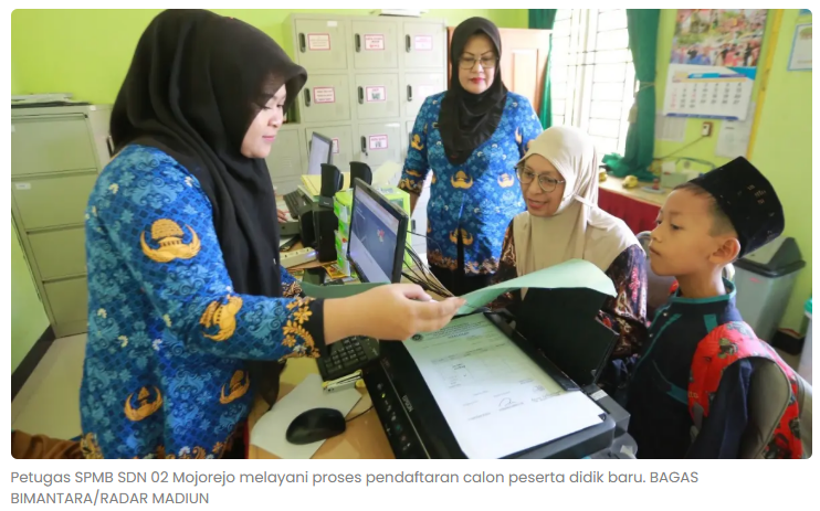 Hari Pertama SPMB SD, Pendaftar Jalur Afirmasi di SDN 02 Mojorejo Masih Minim