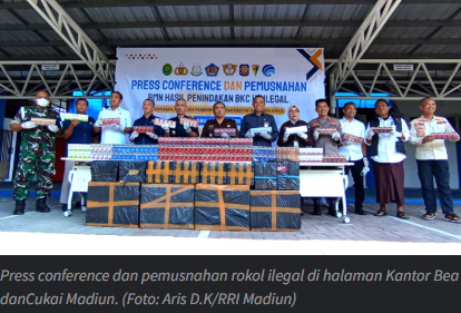 Bea dan Cukai Madiun Musnahkan Jutaan Batang Rokok Ilegal