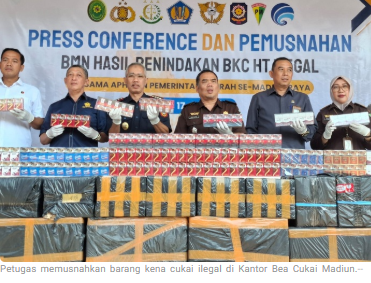 Bea Cukai Madiun Musnahkan 4,6 Juta Batang Rokok Ilegal, Selamatkan Rp 4,2 Miliar Uang Negara