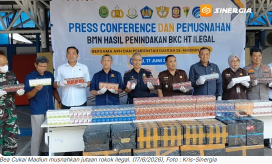 Bea Cukai Madiun Musnahkan 4,6 Juta Batang Rokok Ilegal, Selamatkan Potensi Kerugian Negara Rp4,27 Miliar