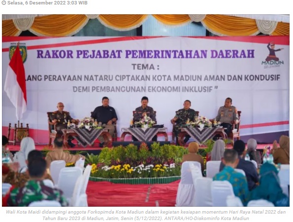 Forkopimda Kota Madiun rakor kesiapan Natal dan Tahun Baru 2023