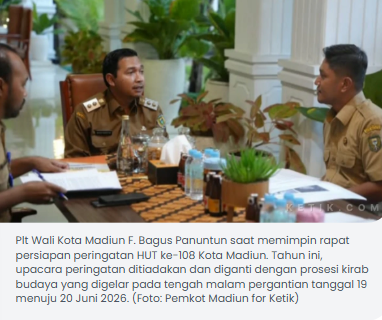 HUT ke-108 Kota Madiun Tanpa Upacara, Pemkot Siapkan Kirab Tengah Malam Hadirkan Sosok Retno Dumilah