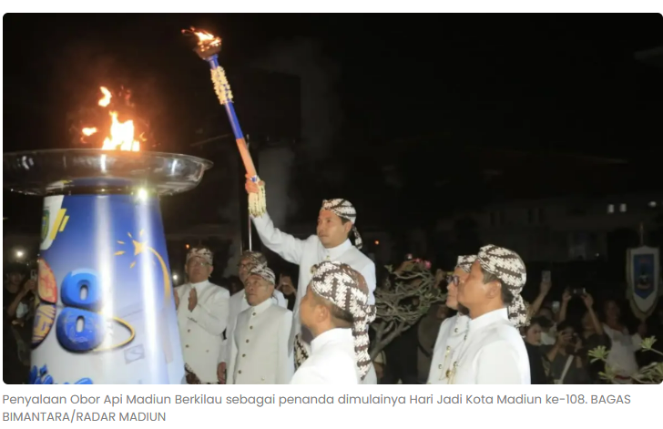 Kirab Panji Persatuan Buka Hari Jadi Kota Madiun Ke-108, Obor Menyala Sebulan