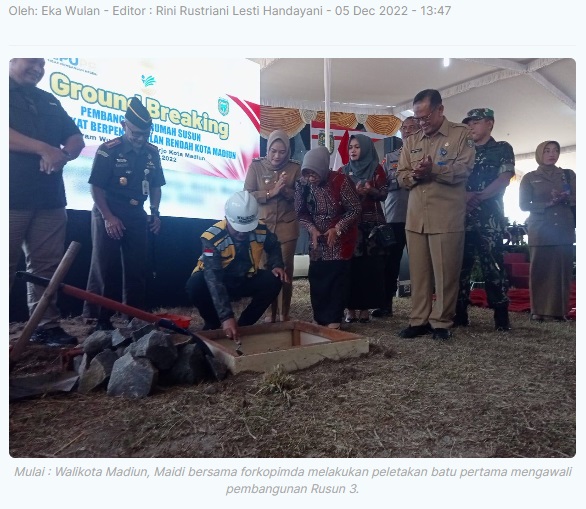 Peletakan Batu Pertama Awali Pembangunan Rusun 3 Kota Madiun
