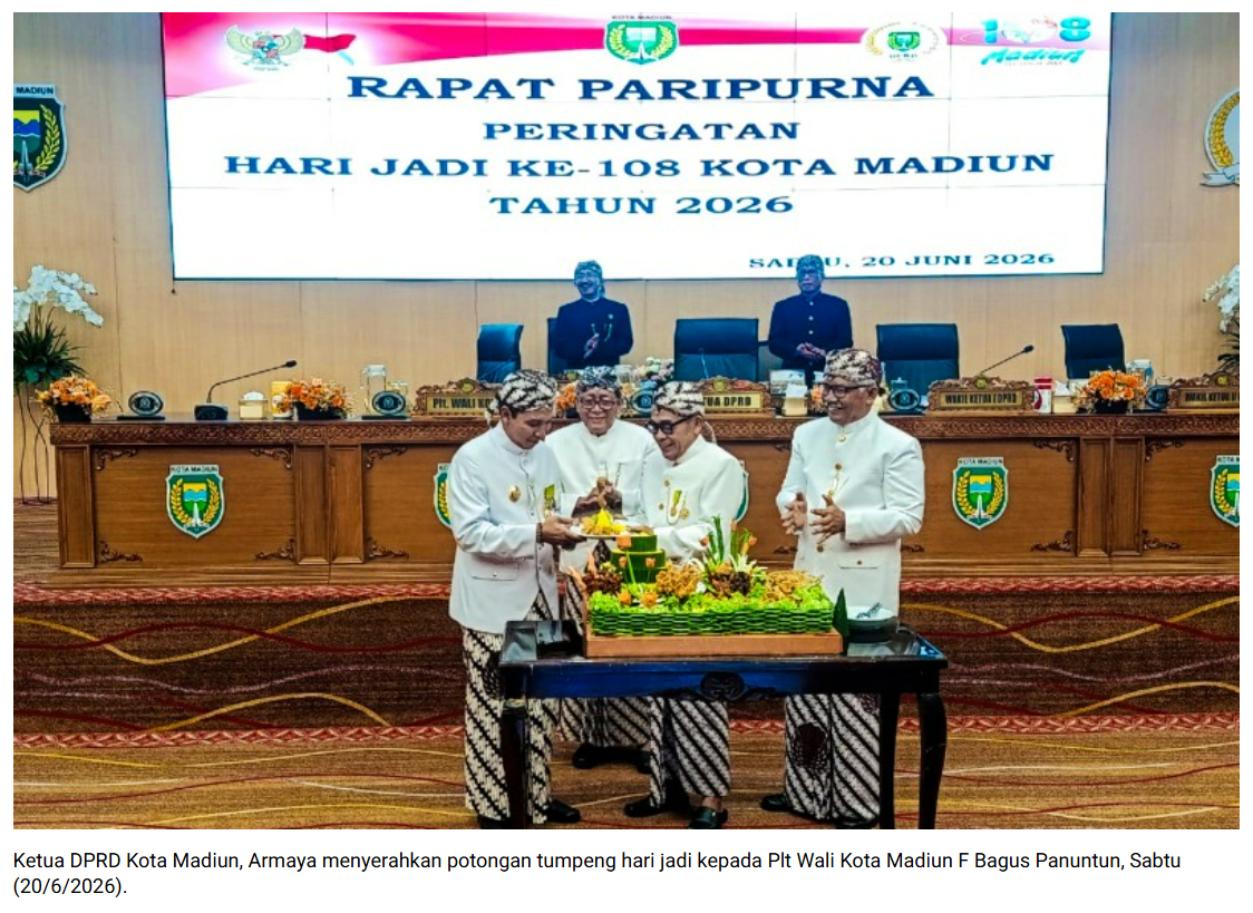 Rapat Paripurna Hari Jadi ke-108, DPRD dan Pemkot Madiun Soroti Tantangan Ekonomi hingga Kemiskinan