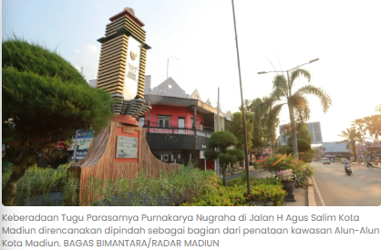 Tugu Parasamya Kota Madiun Bakal Dipindah, View Patung Kolonel Marhadi Dibuka