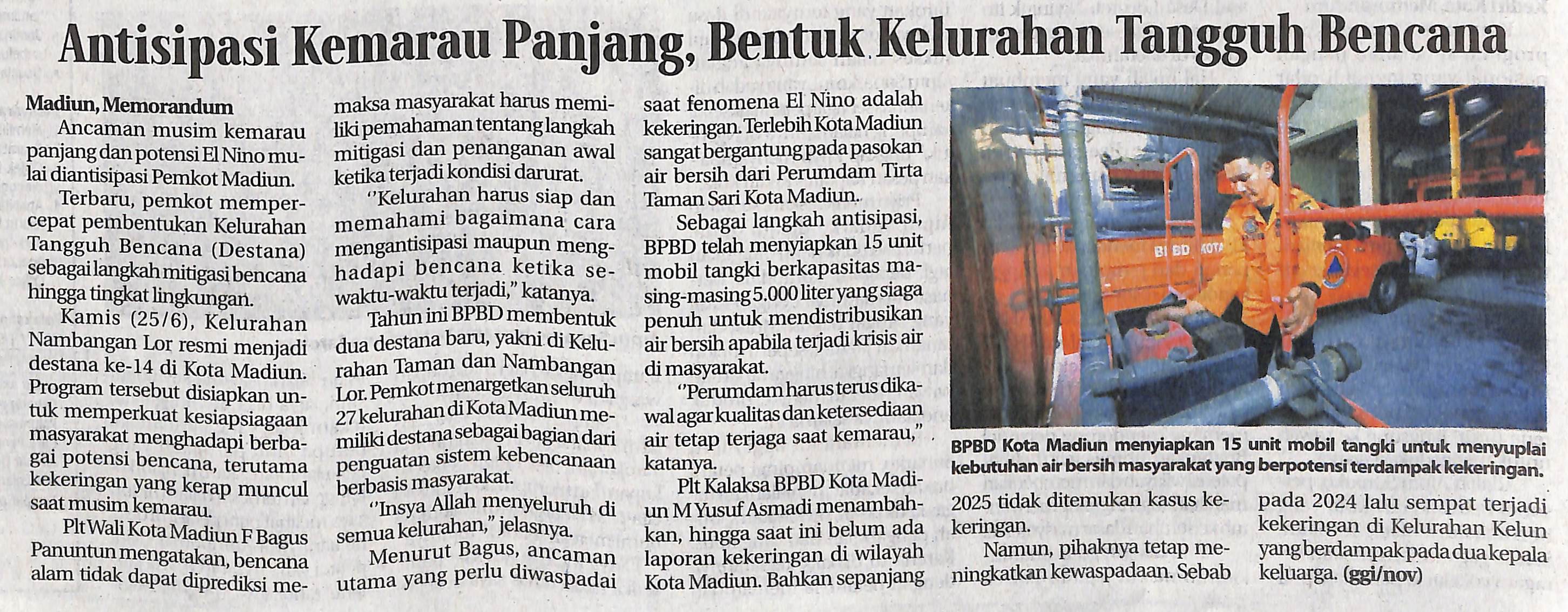Antisipasi Kemarau Panjang, Bentuk Kelurahan Tangguh Bencana