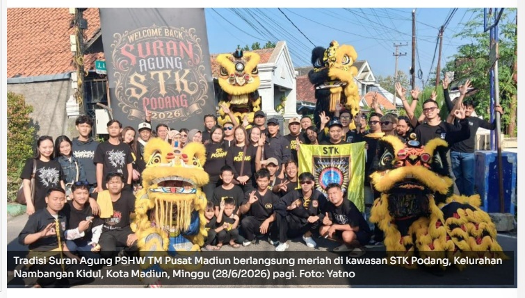 Pertunjukan Barongsai STK Podang, Semarakkan Tradisi Suran Agung PSHW TM Pusat Madiun
