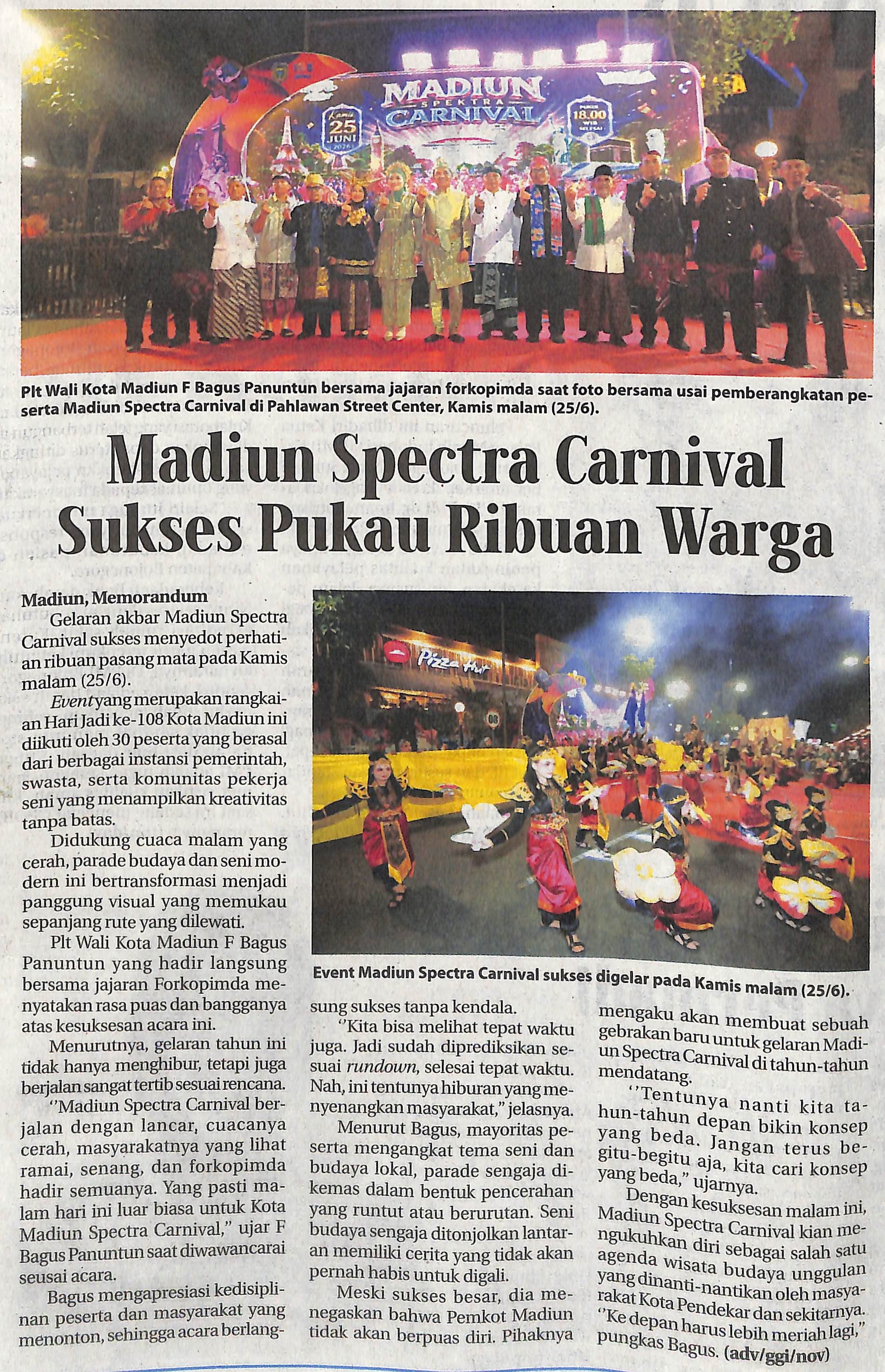 Madiun Spectra Carnival Sukses Pukau Ribuan Warga