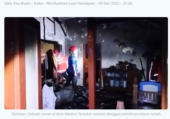 Ditinggal Keluar, Sebuah Rumah di Kota Madiun Terbakar