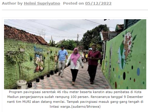 Pavingisasi 46 Ribu Meter Selesai, Kota Madiun Siap Cetak Rekor MURI