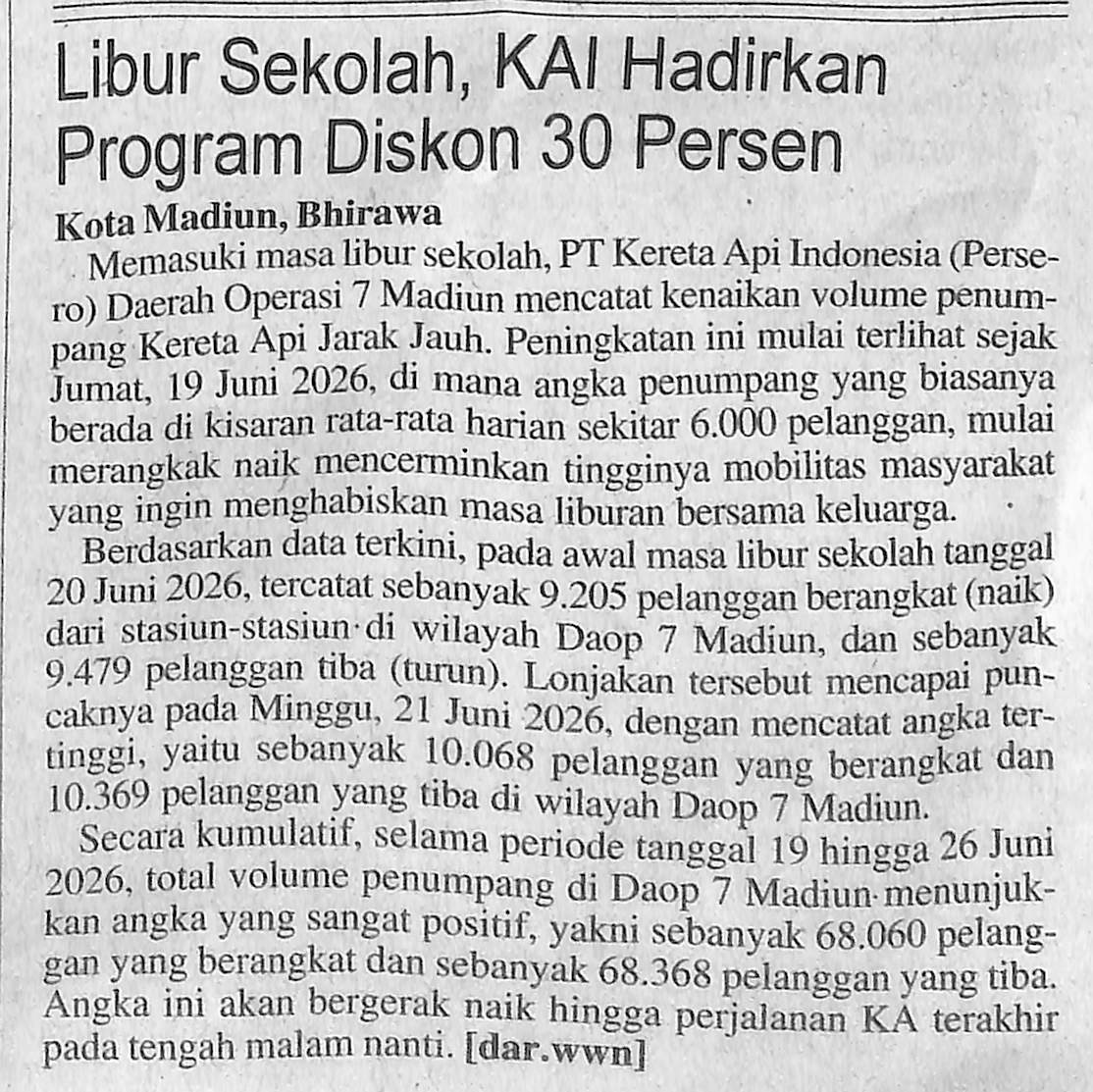Libur Sekolah, KAI Hadirkan Program Diskon 30 Persen