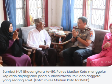 HUT Bhayangkara ke-80, Polres Madiun Kota Gelar Anjangsana ke Purnawirawan dan Anggota yang Sakit