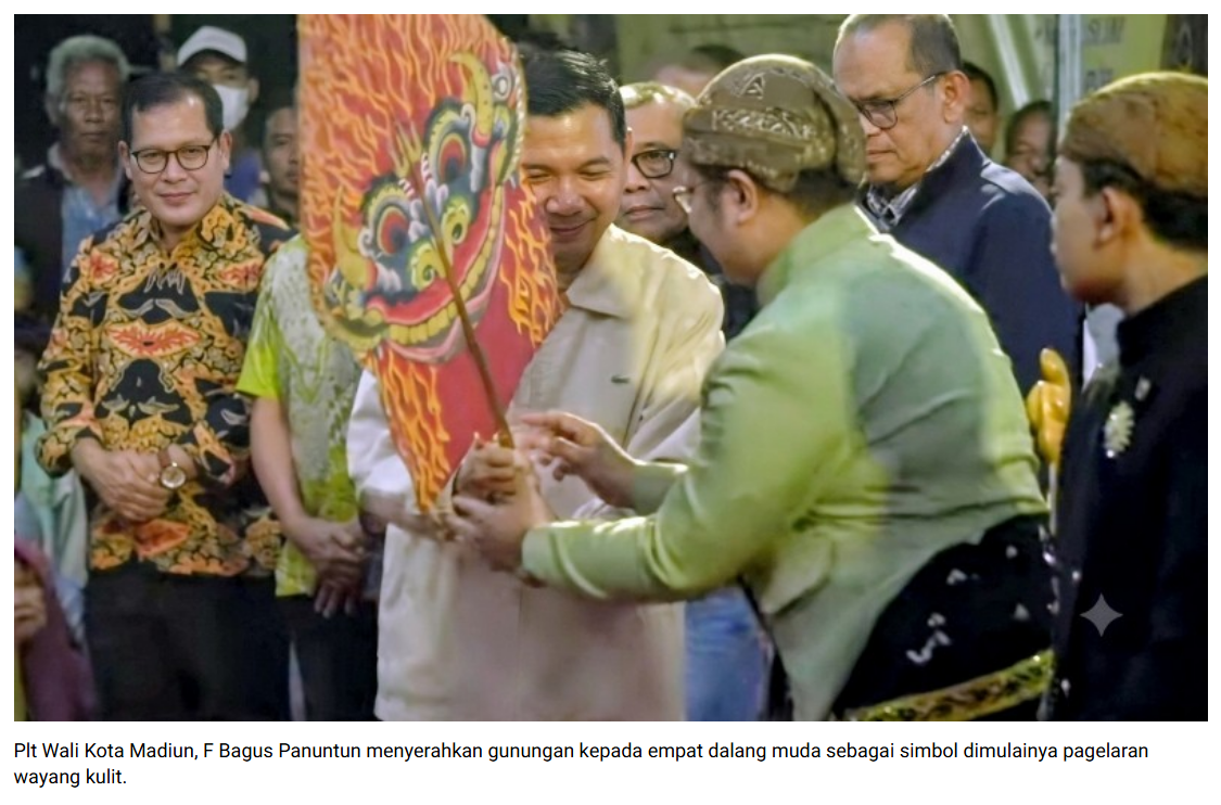 Wayang Kulit Meriahkan HUT ke-108 Kota Madiun, Plt Wali Kota Dorong Pelestarian Budaya hingga Tingkat Kelurahan