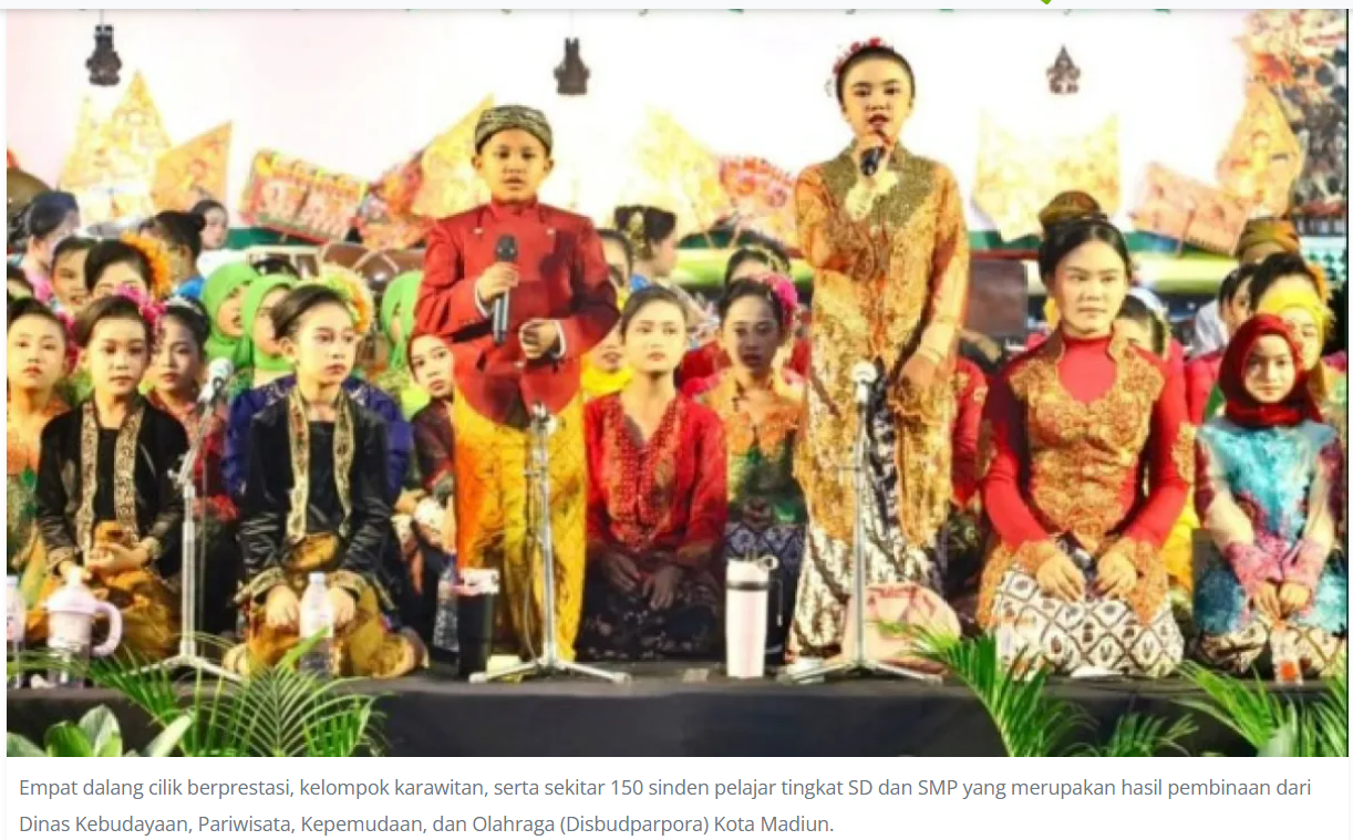 Wayang Kulit Jadi Magnet Hari Jadi ke-108 Kota Madiun, Dalang Cilik hingga 150 Sinden Pelajar Tampil Memukau