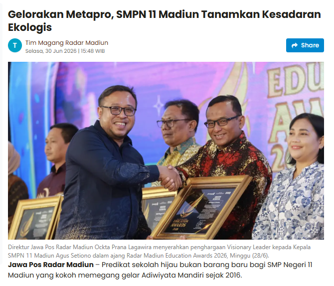 Gelorakan Metapro, SMPN 11 Madiun Tanamkan Kesadaran Ekologis