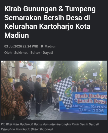 Kirab Gunungan & Tumpeng Semarakan Bersih Desa di Kelurahan Kartoharjo Kota Madiun