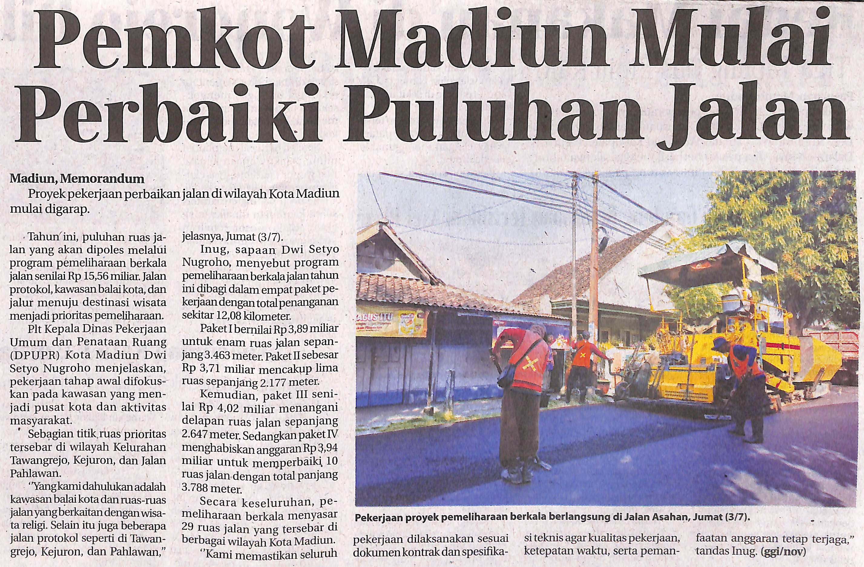 Pemkot Madiun Mulai Perbaiki Puluhan Jalan