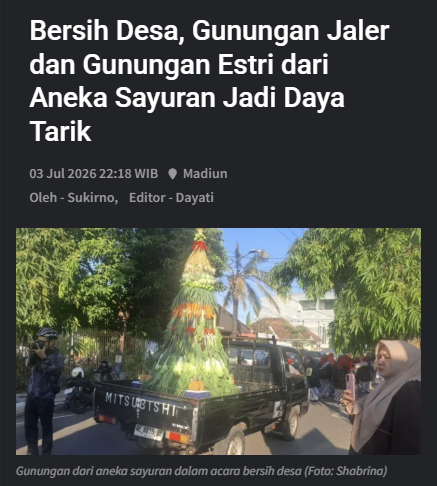 Bersih Desa, Gunungan Jaler dan Gunungan Estri dari Aneka Sayuran Jadi Daya Tarik