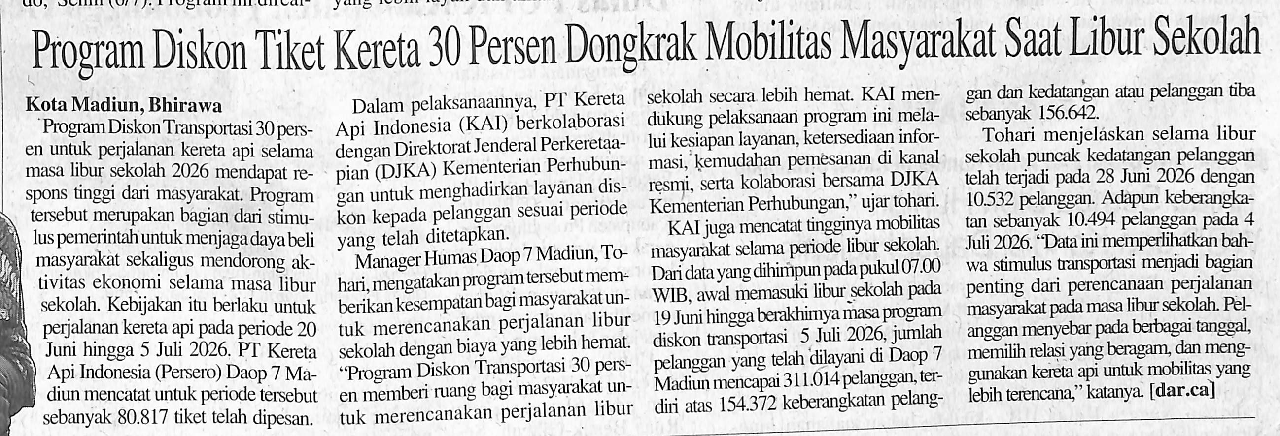 Program Diskon Tiket Kereta 30 Persen Donkrak Mobilitas Masyarakat Saat Libur Sekolah
