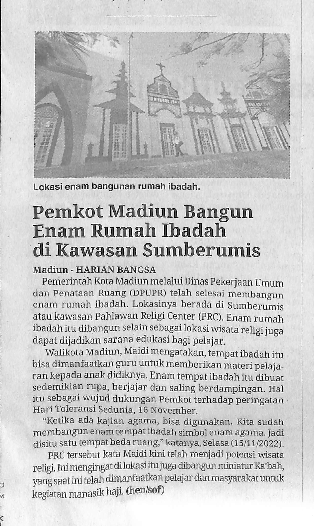 Pemkot Madiun Bangun Enam Rumah Ibadah di Kawasan Sumber Umis