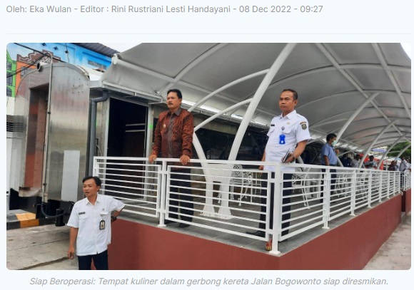 Tempat Kuliner Kereta Bogowonto Siap Beroperasi