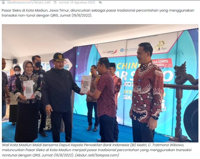 Mantap! Berbelanja di Pasar Sleko Madiun Kini Bisa Bayar Nontunai Gunakan QRIS