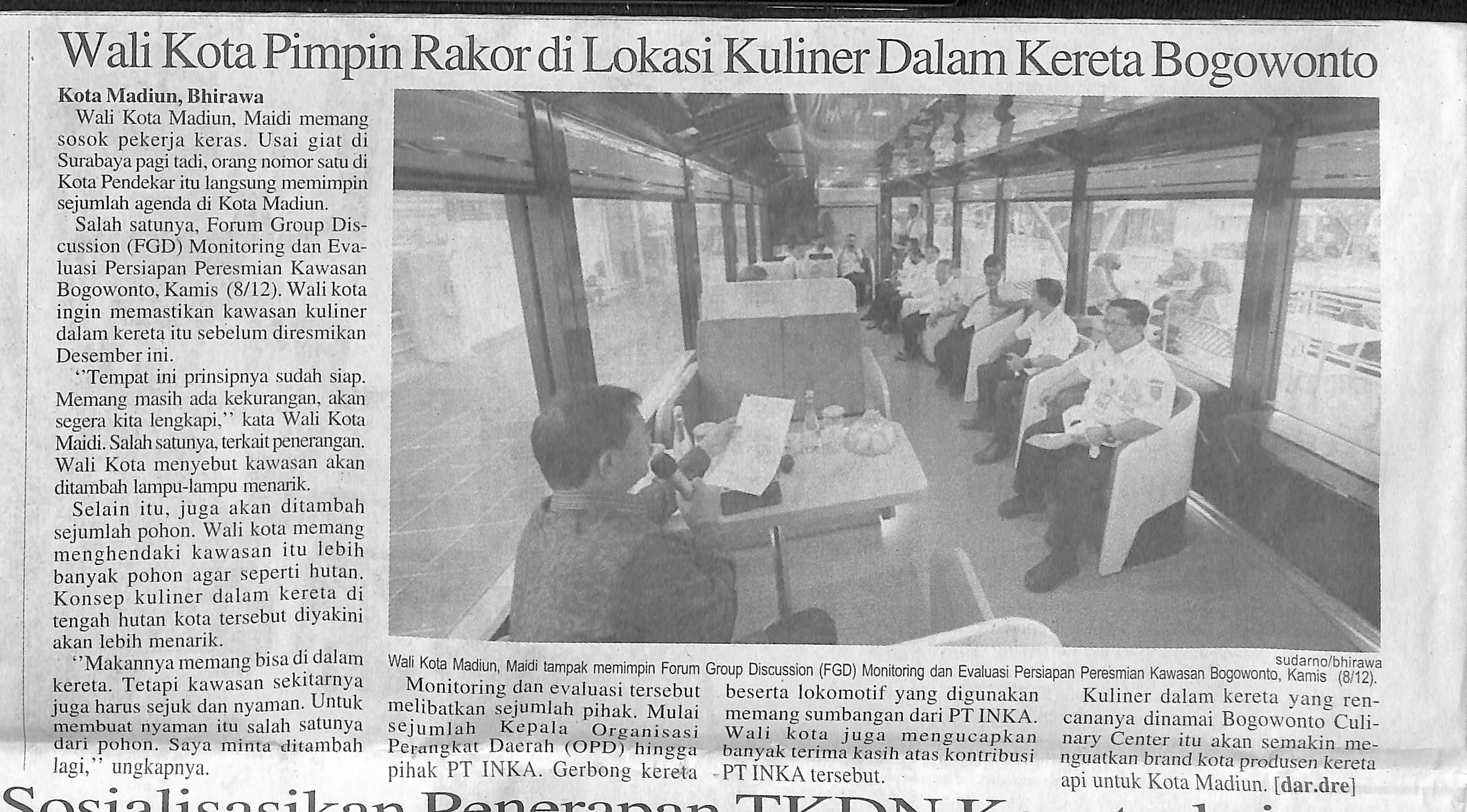 Walikota Pimpin Rakor di Lokasi Kuliner Dalam Kereta Bogowonto