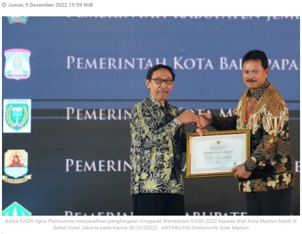 Pemkot Madiun raih Anugerah Meritokrasi KASN 2022