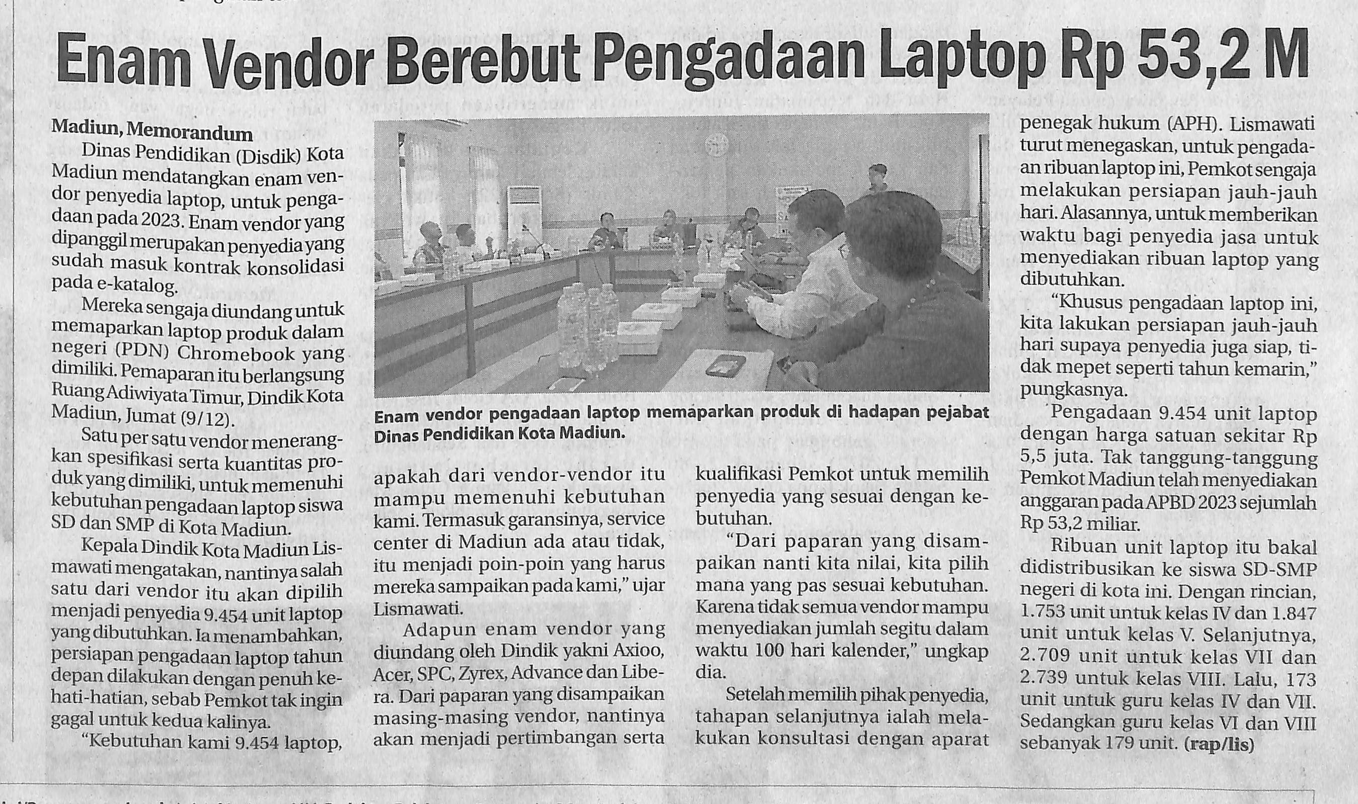 Enam Vendor Berebut Pengadaan