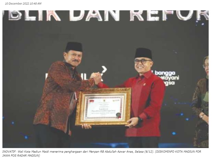 Kota Madiun Genggam Teknologi Raih Apresiasi Kemenpan RB
