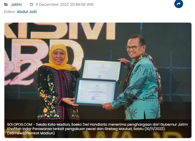 Pecel & Grebeg Maulud Madiun Diakui Jadi Warisan Budaya Tak Benda