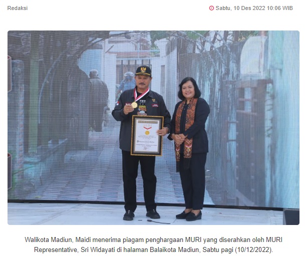 Hebat, Program Pavingisasi Kota Madiun Tercatat MURI