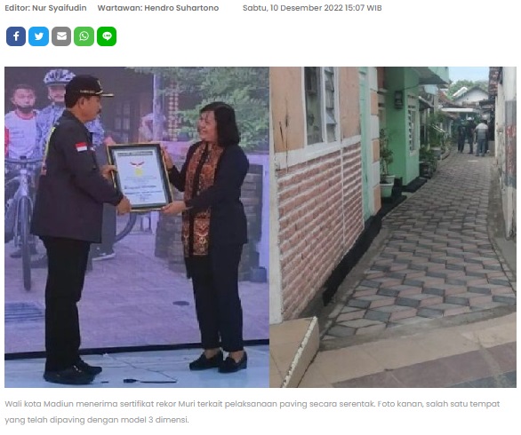 Pavingisasi 3 Dimensi Serentak, Wali Kota Madiun Raih Rekor Muri