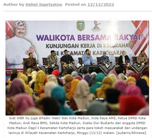 Wali Kota Madiun Sambangi Kartoharjo dalam Giat WBR