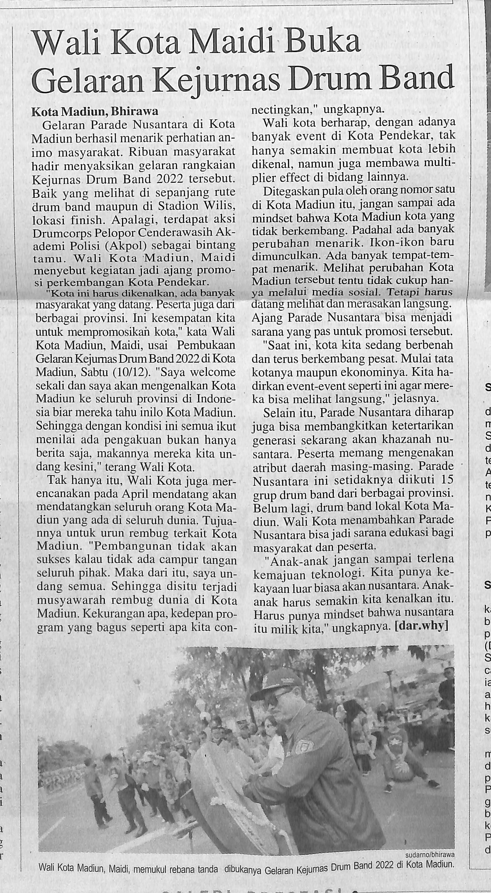 Walikota Maidi Buka Gelaran Kejurnas Drum Band