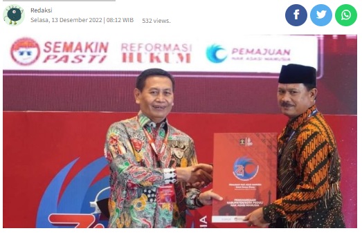 Kota Madiun Terima Penghargaan HAM Kriteria Peduli