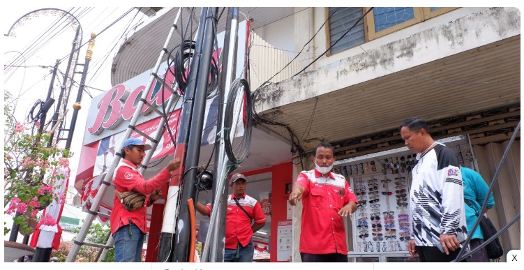 Lagi, Pemkot Madiun Tertibkan Kabel Semrawut