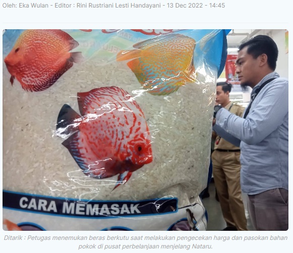Dinas Perdagangan Temukan Beras Berkutu di Pusat Perbelanjaan