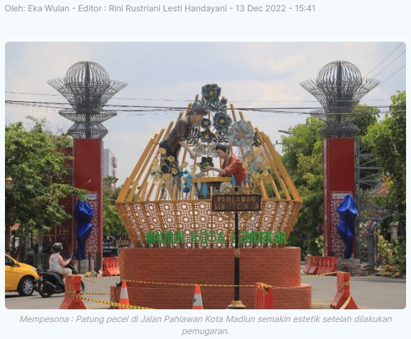 Pemugaran Patung Pecel Jalan Pahlawan Kota Madiun Nyaris Tuntas
